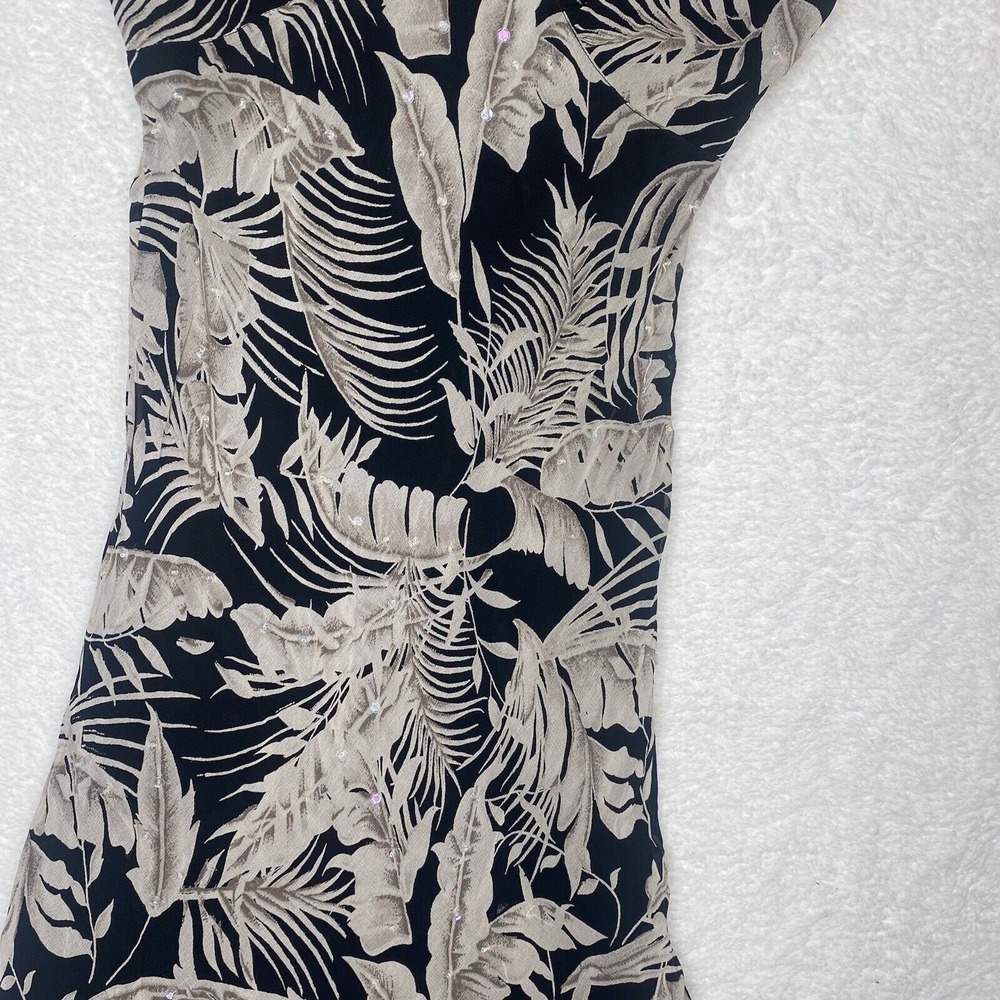 Vintage line floral sleeveless ruffled straps v neck mid length tapered dress S - Picture 2 of 11